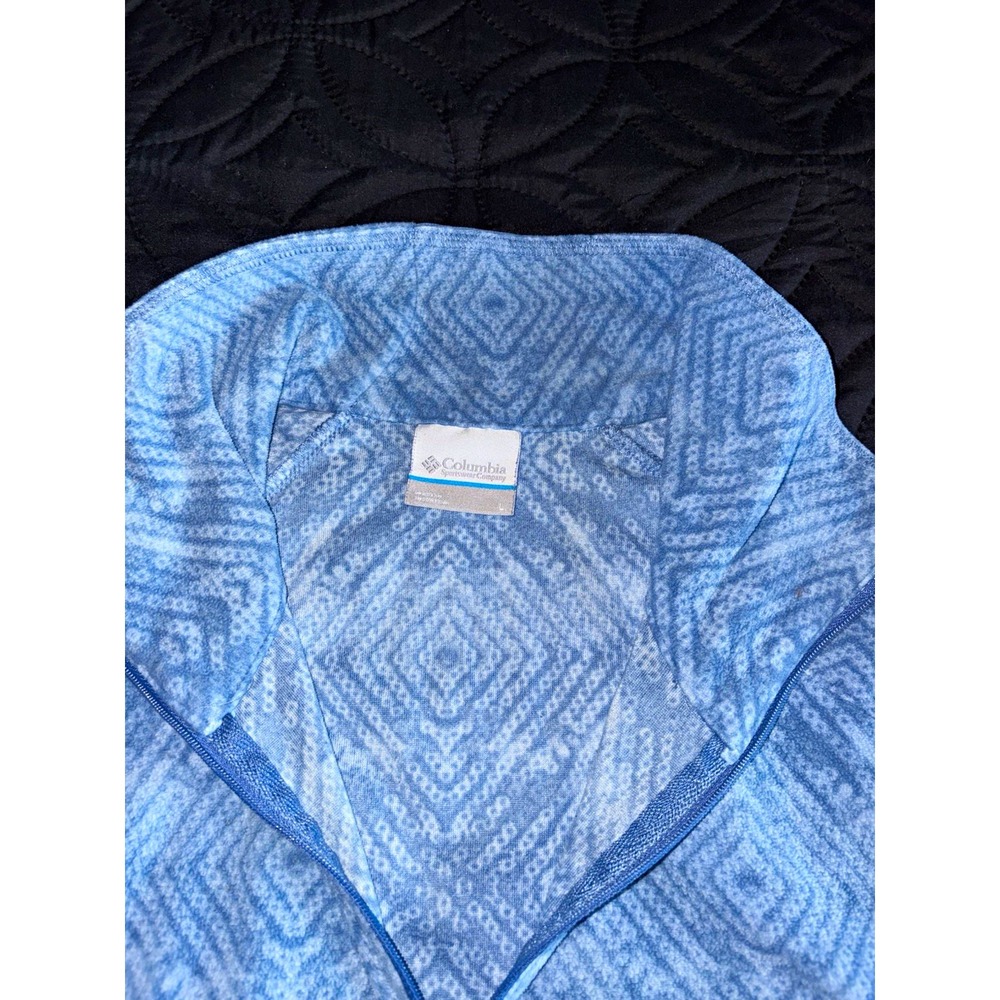 Columbia Women's Blue Geometric 1/4 Zip Fleece Mock Neck Pullover L